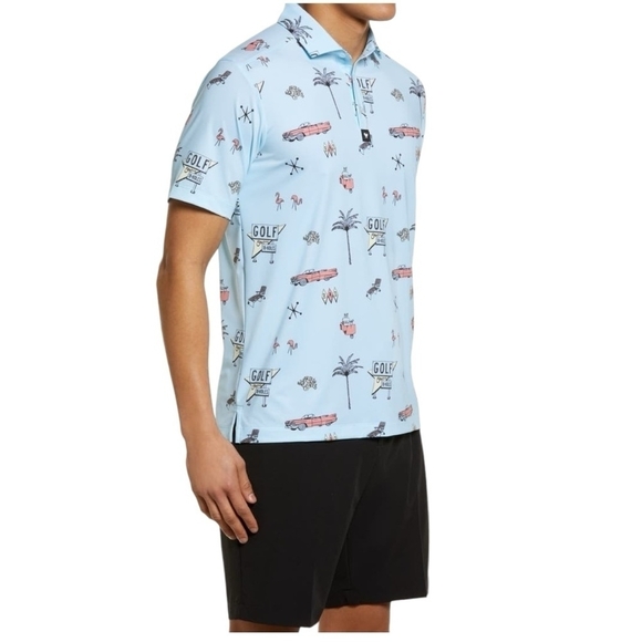 Polo Shirt Men’s Bad Birdie The Drive In Print T-shirt Blue Short Sleeve Tee - Picture 2 of 10